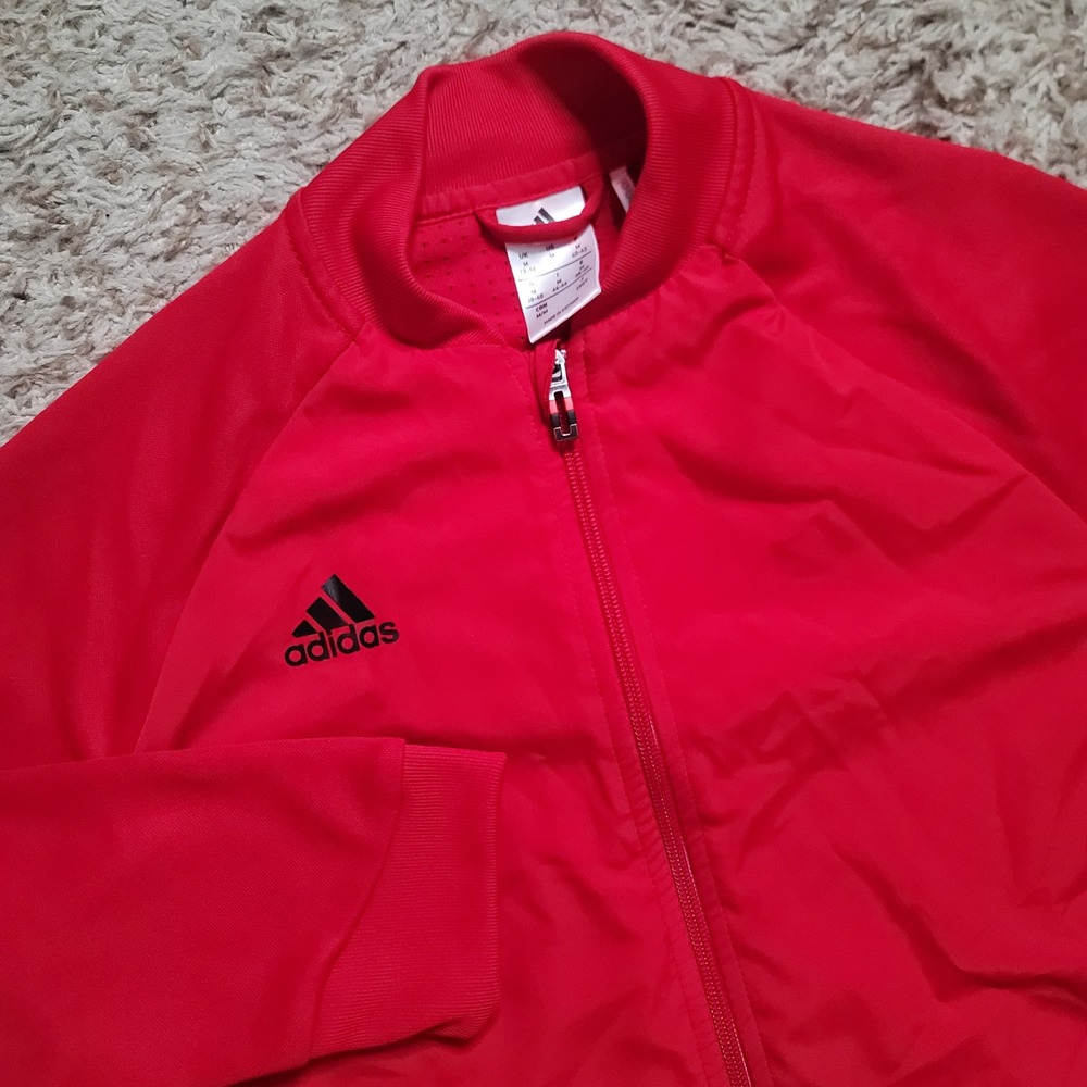 Adidas Climacool Track Jacket Mens Medium Red Black Full Zip Athletic Bomber